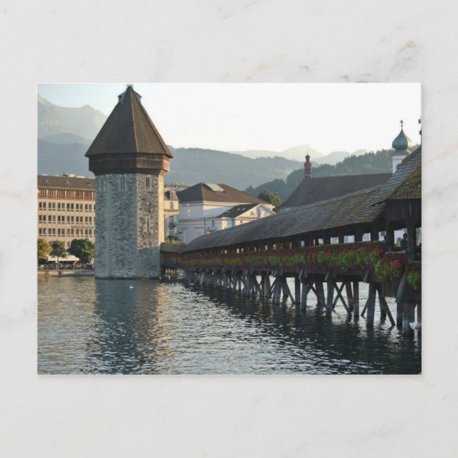 Chapel Bridge in Lucerne Switzerland Postcard (Front)