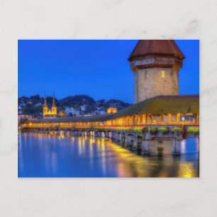Chapel bridge, Kapellbrucke, Lucerne, Switzerland Postcard