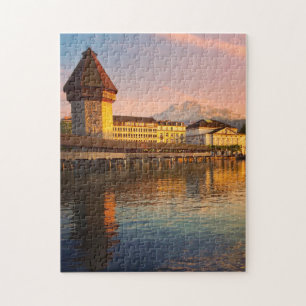 Chapel Bridge, Lucerne at dusk puzzle