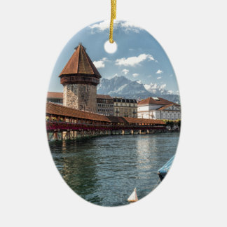 Chapel Bridge Lucerne,switzerland Ceramic Ornament