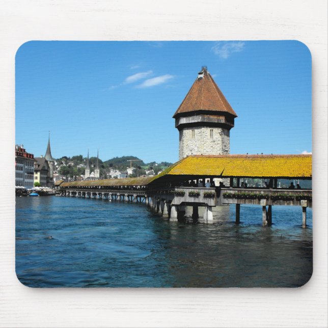 Chapel Bridge, Lucerne, Switzerland Mouse Pad (Front)