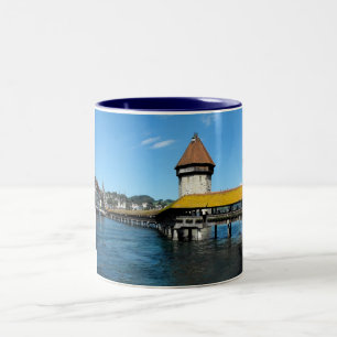 Chapel Bridge, Lucerne, Switzerland Two-Tone Coffee Mug