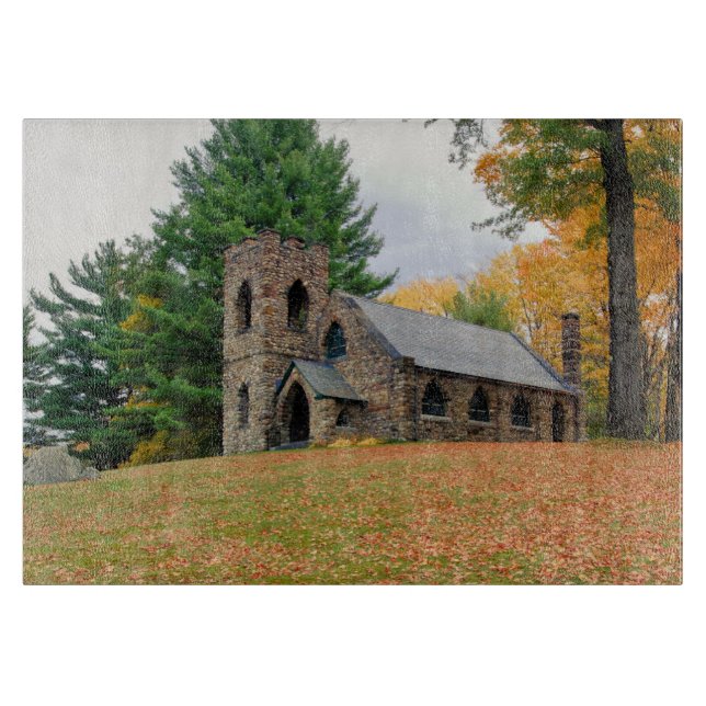 Chapel in fall cutting board (Front)