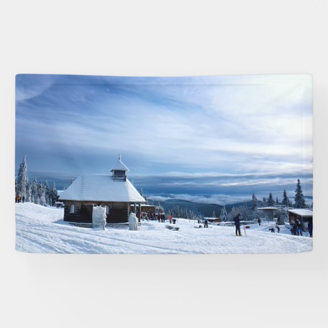 Chapel in the Alps Snow Mountain Banner (Horizontal)