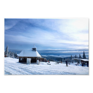 Chapel in the Alps Snow Mountain Photo Print