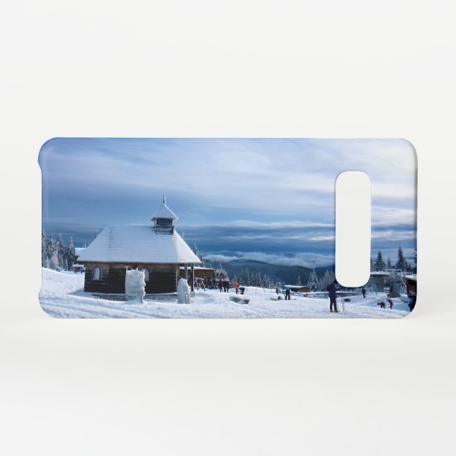Chapel in the Alps Snow Mountain Samsung Galaxy Case (Back Horizontal)