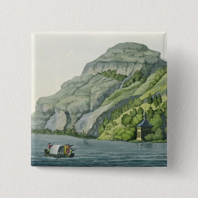 Chapel of William Tell, from 'Customs of the Vario 2 Inch Square Button (Front)