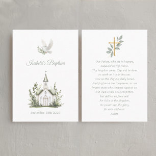 Chapel Paptism White Dove, Green Prayer Card