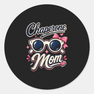 Chaperone mom retro sunglasses school even classic round sticker