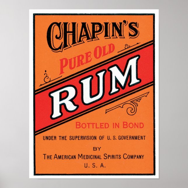 Chapins Pure Old Rum Poster (Front)