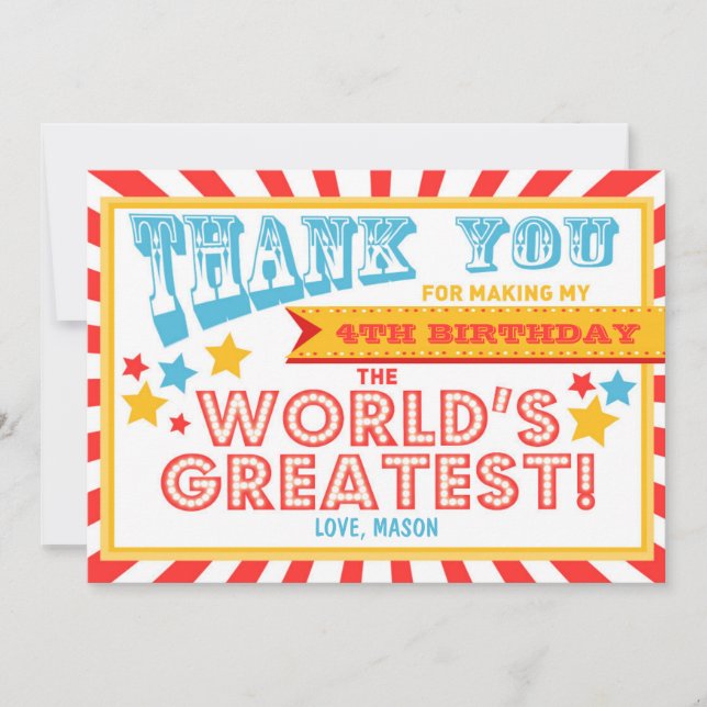 Chapiteau de carte de remerciements d'anniversaire (Devant)