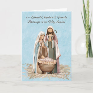 Chaplain Christmas Blessings Thanks Nativity Scene Card