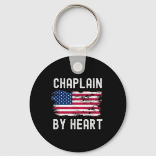 Chaplain Usa Flag Profession Retro Job Title Keychain