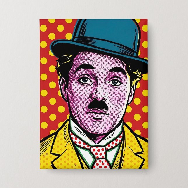 Chaplin Pop Art Retro Cinematic Portrait Bowler (Front)