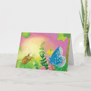 Chapman's Blue Butterfly & Ant & Snail Illustratio Card