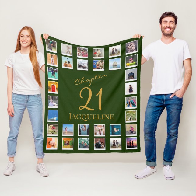 Chapter 21 Green Gold 21st Birthday Photo Fleece Blanket (In Situ)