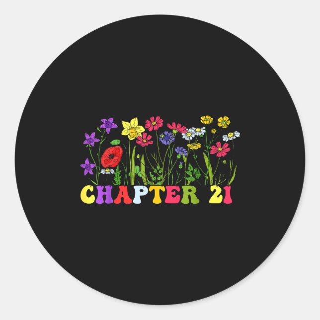 Chapter 21st Birthday Bookworm 21 Years Old For Bo Classic Round Sticker (Front)