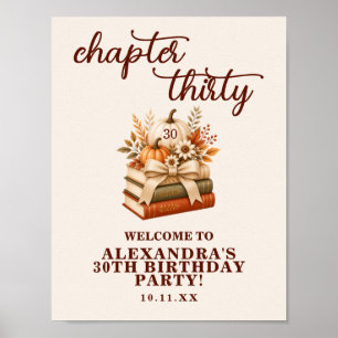 Chapter 30 Fall Pumpkin Bookish 30th Birthday Poster