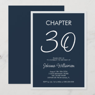 Chapter 30 Navy Blue 30th Birthday Party Invitation