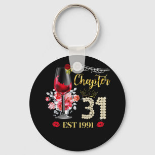 Chapter 31 Years EST 1991 31st Birthday Red Rose Keychain