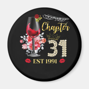 Chapter 31 Years EST 1991 31st Birthday Red Rose Magnet