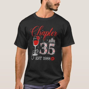 Chapter 35 Years EST 1988 35th Birthday Red Rose W T-Shirt