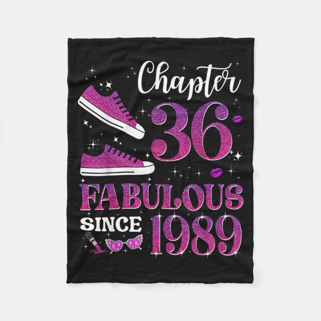 Chapter 36 Fabulous Since 1989 36th Birthday Girl  Fleece Blanket (Front)