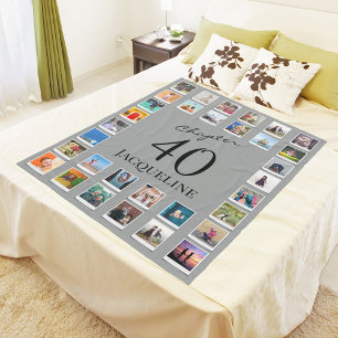 Chapter 40 Grey Black 30th Birthday Photo Fleece Blanket