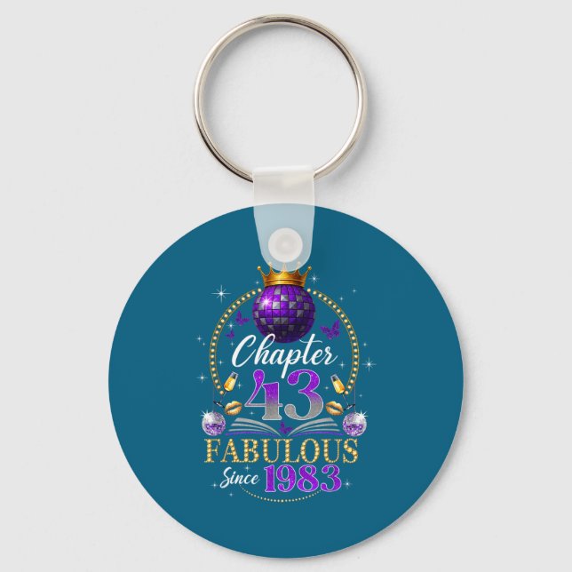 Chapter 43 Since 1983 Purple Disco Ball 43rd Birth Keychain (Front)