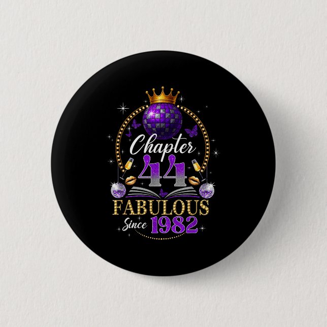 Chapter 44 Since 1982 Purple Disco Ball 44th Birth 2 Inch Round Button (Front)