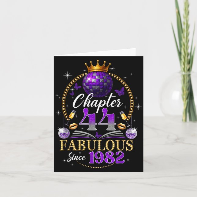 Chapter 44 Since 1982 Purple Disco Ball 44th Birth Card (Front)