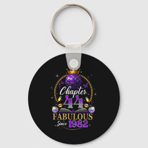 Chapter 44 Since 1982 Purple Disco Ball 44th Birth Keychain