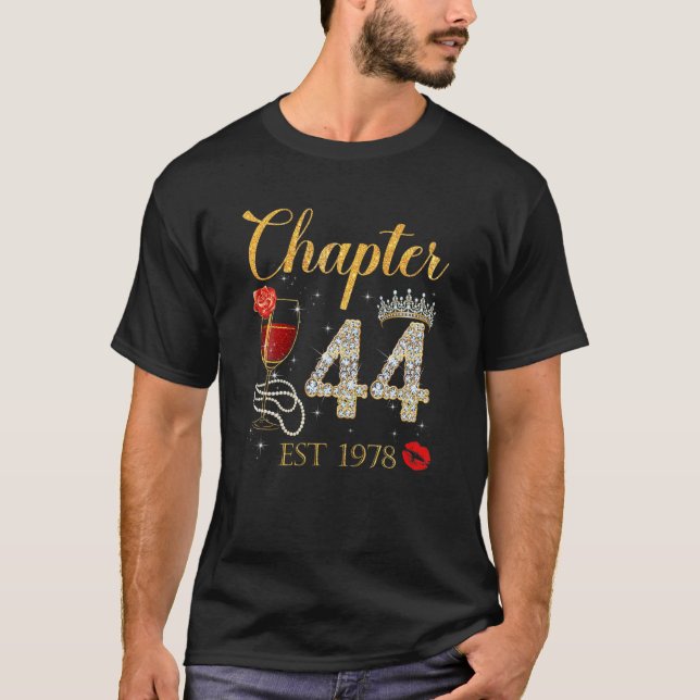 Chapter 44 Years EST 1978 44Th Birthday Red Rose W T-Shirt (Front)