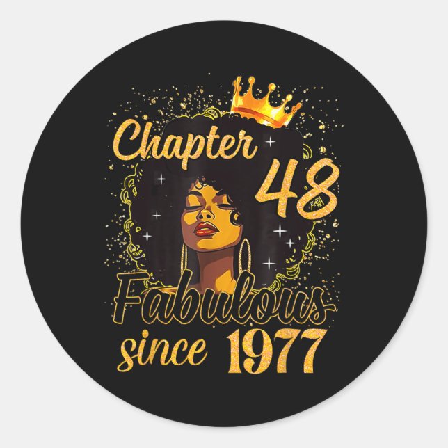 Chapter 48 Fabulous Since 1977 48th Birthday Women Classic Round Sticker (Front)