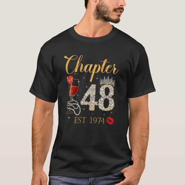 Chapter 48 Years EST 1974 48Th Birthday Red Rose W T-Shirt (Front)