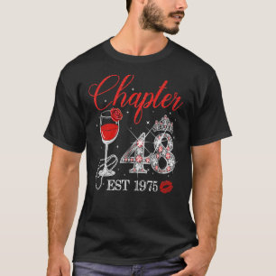 Chapter 48 Years EST 1975 48th Birthday Red Rose W T-Shirt