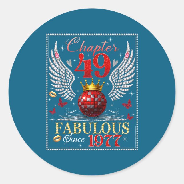 Chapter 49 Fabulous Est. 1977 Disco Ball 49th Birt Classic Round Sticker (Front)
