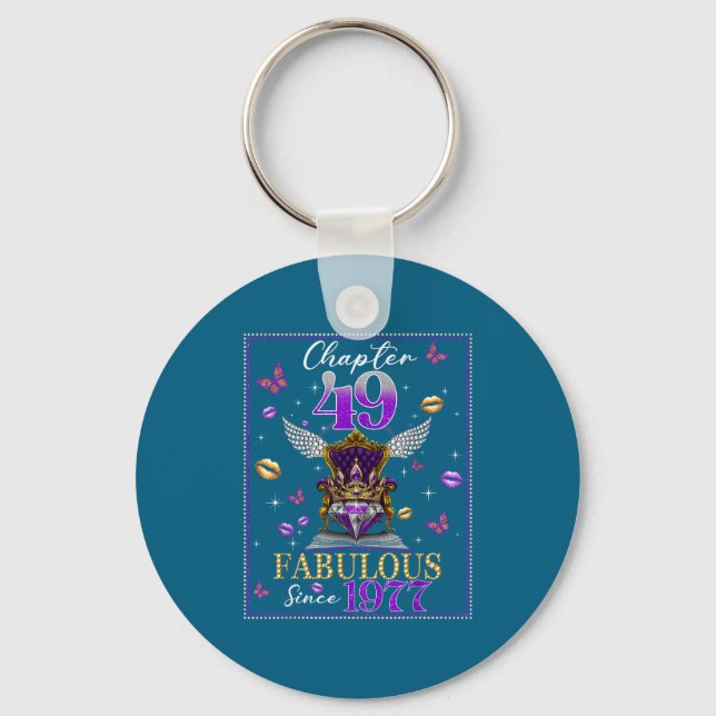 Chapter 49 Fabulous Since 1977 49th Birthday Women Keychain (Front)