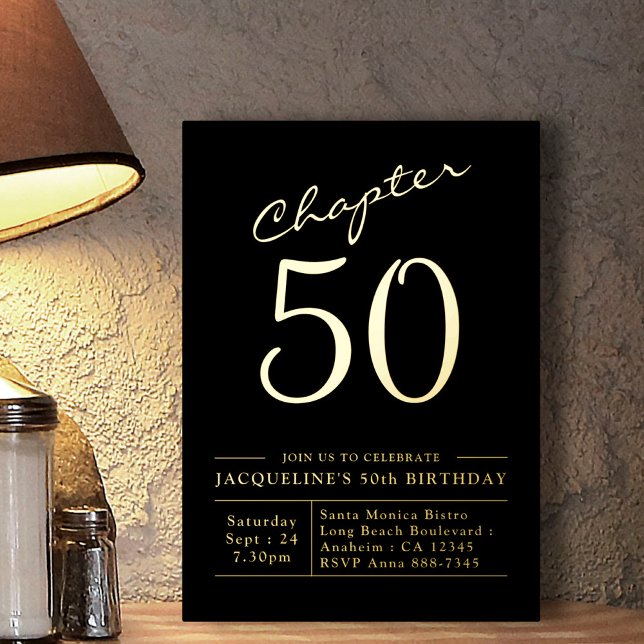 Chapter 50 50th Birthday Invitation Black Gold (Creator Uploaded)