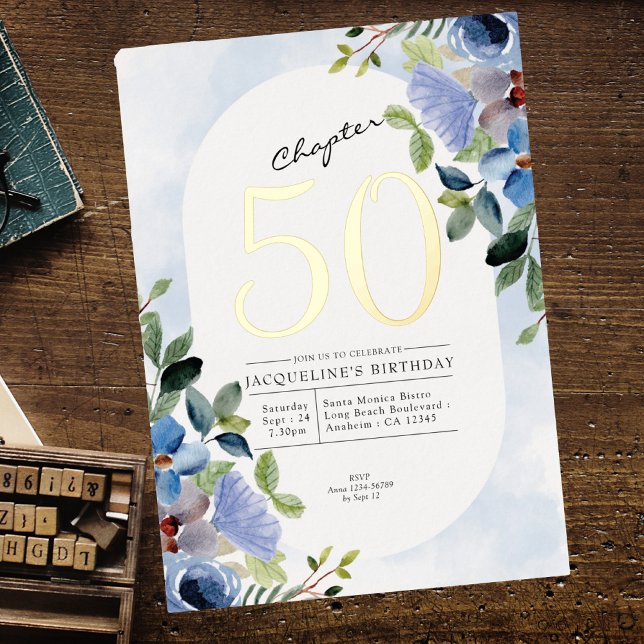 Chapter 50 Blue Floral 50th Birthday Gold (Creator Uploaded)