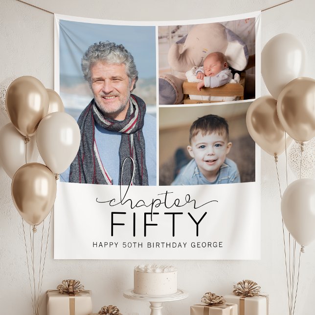 Chapter 50 Custom Photo Collage 50th Birthday Tapestry (Creator Uploaded)