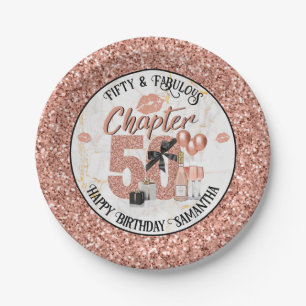 Chapter 50 Elegant Rose Gold 50th Birthday Paper Plate