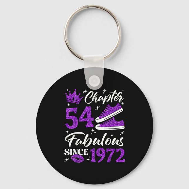 Chapter 54 Fabulous Since 1972 54th Birthday Women Keychain (Front)