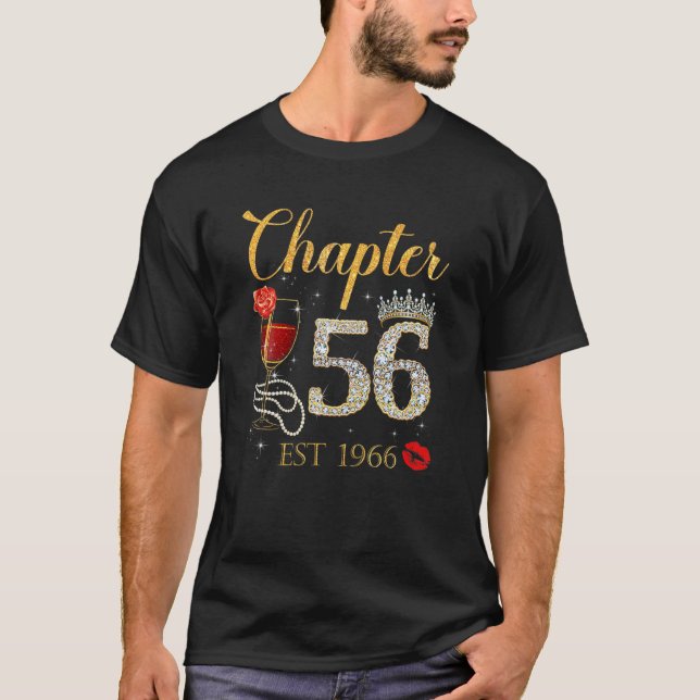 Chapter 56 Years EST 1966 56Th Birthday Red Rose W T-Shirt (Front)