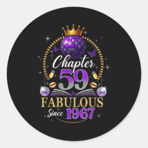 Chapter 59 Since 1967 Purple Disco Ball 59th Birth Classic Round Sticker