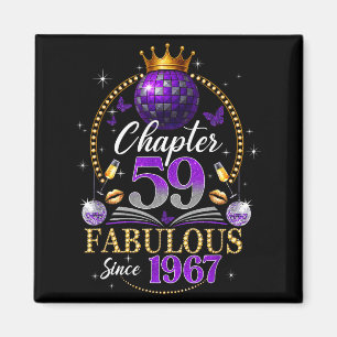 Chapter 59 Since 1967 Purple Disco Ball 59th Birth Magnet