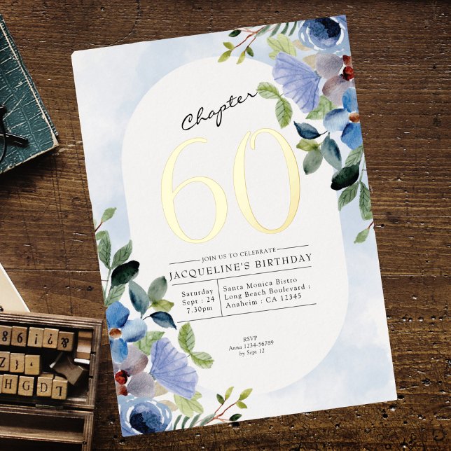 Chapter 60 Blue Floral 60th Birthday Gold (Creator Uploaded)