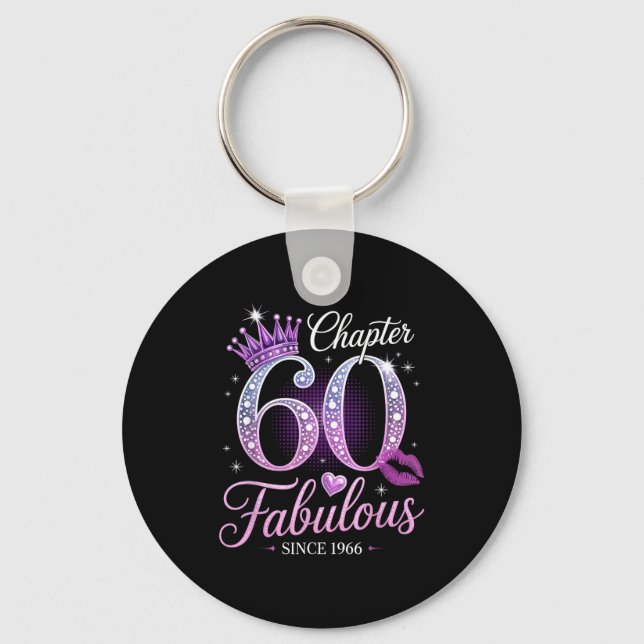 Chapter 60 Fabulous Since 1966 60th Birthday Queen Keychain (Front)