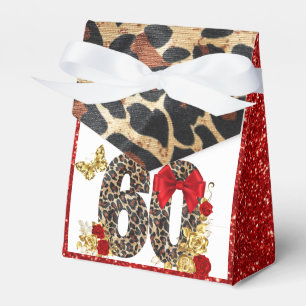 Chapter 60 Red & Gold Leopard 60th Birthday Favor Box