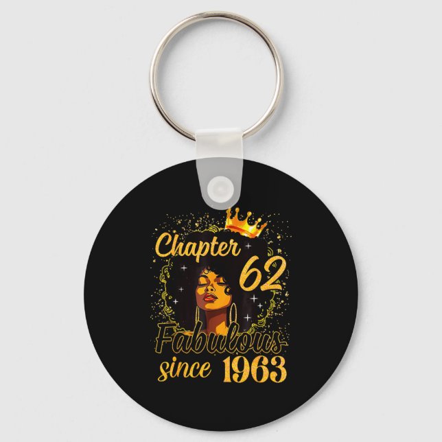 Chapter 62 Fabulous Since 1963 62nd Birthday Women Keychain (Front)